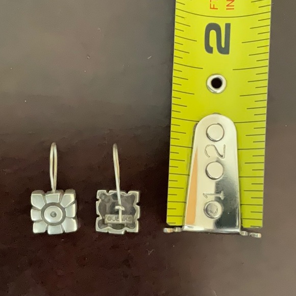 Rare! Lisa Jenks Sterling Silver Vintage Modernist Drop Sunflower Earrings. OS - Picture 4 of 5